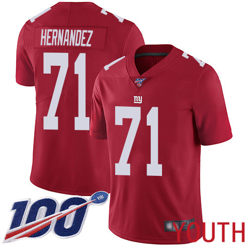 Youth New York Giants #71 Will Hernandez Red Limited Red Inverted Legend 100th Season Football NFL Jersey->youth nfl jersey->Youth Jersey